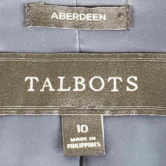 Talbots Blazer Jacket Womens Size 10 Stretch Knit Houndstooth Blue Aberdeen - Picture 8 of 10